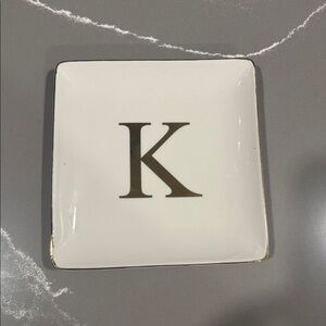 Gold Initial 'K' Trinket Dish